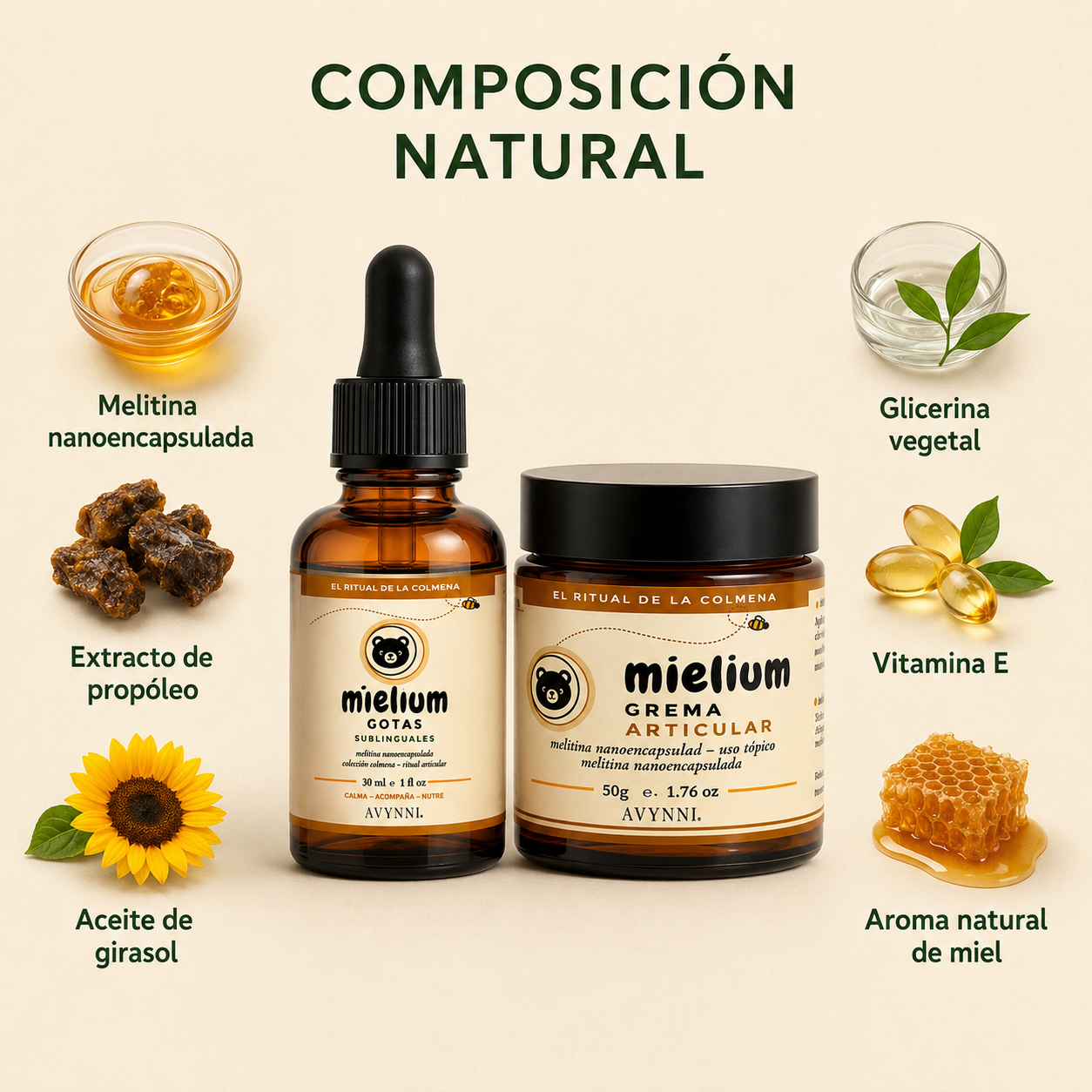 Composición natural Mielium